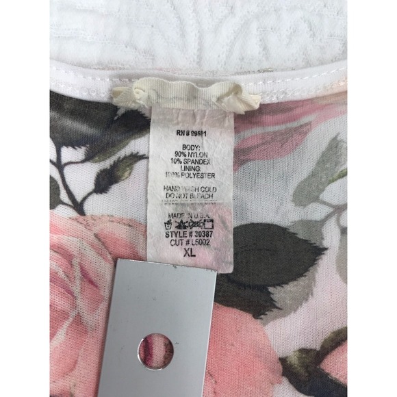 Brittany Black Top Size XL Handkerchief Hem Floral Lace Lined Multicolor - Picture 8 of 9